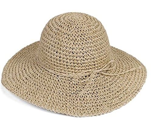 HugeStore Floppy Foldable Wide Brim Chic Sun Hat Sun Visor Summer Beach Straw Hat for Women Ladies Beige
