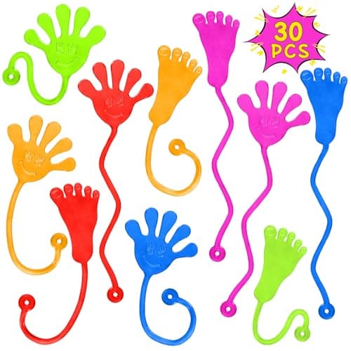 PICcircuit Sticky Hands Bulk 30 PCS Party Favors for Kids 4-8,8-12 Year Stretchy Sticky Hand Feet Goodie Bags Stuffers for Kids Classroom Prizes End of Year Student Gifts Birthday Trinkets Slap Hand