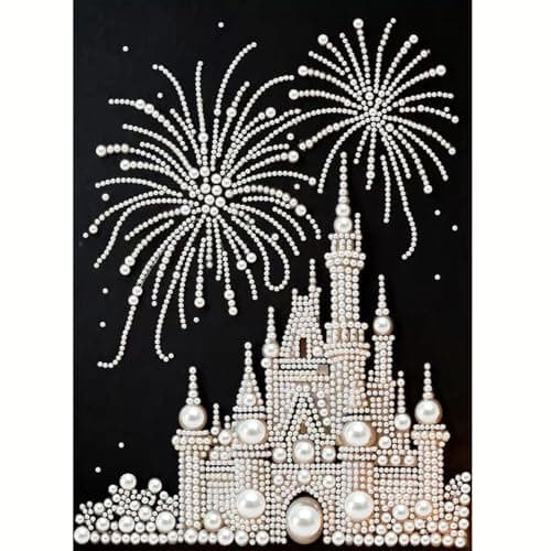 GEMFAMILY Firework Castle Diamond Art Kits for Adults Beginner,5D Diamond Pearl Painting Kits for Special Shape,DIY Pearl Rhinestones Diamond Dots Painting for Home Wall Decor 12 x 16 Inch