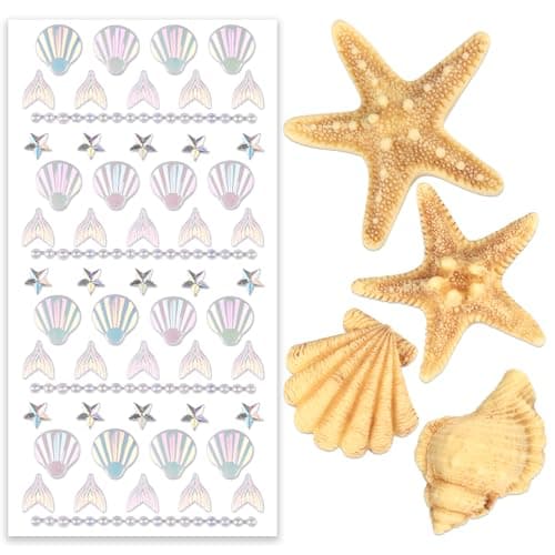 Teenitor 4pcs Starfish Hair Clip, Mermaid Hair Accessories, Face Gems Seashell Hair Clip, Mermaid Accessories for Girls Women Mermaid Costume