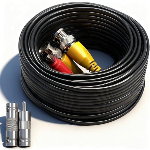 LETONDA 1PCS 100ft/30m Integrated BNC Video Power Cable Extension. Ideal for Security Cameras, CCTV, Surveillance, and DVR System installations
