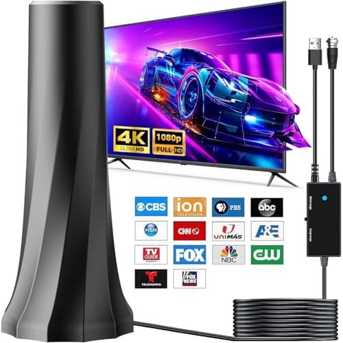 2026 Upgraded TV Antenna for Smart TV, Digital Antenna for Local Channels, 3200+ Miles Range TV Antenna Indoor with 360° Signal Strongest Booster, Supports 1080P 4K Reception HD 16.41FT Cable