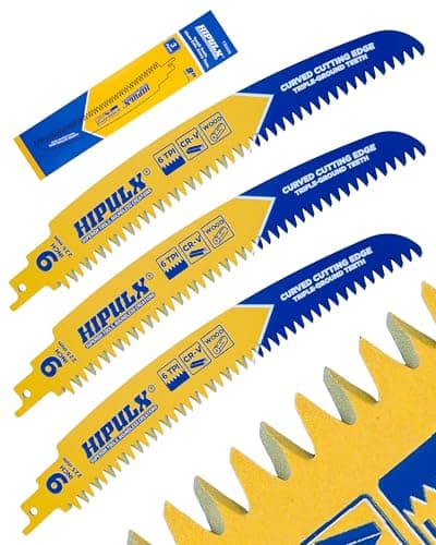 HIPULX 9-Inch Japanese Teeth Reciprocating Saw Blades, 6 TPI Curved Cutting Edge Sawzall Pruning Blade for Wood Cutting, Curved & Triple-Ground Teeth Design for Fast, Smooth Cuts for Trimming (3 PCS)