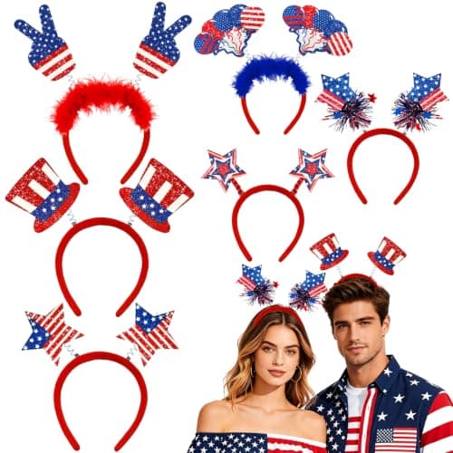 6 Pack 4th of July Hair Accessories Headbands Patriotic Usa Flag Hairband