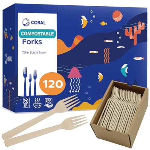 Coral 7" Compostable Forks 120-Pack for $22.60 + free shipping w/ Prime
