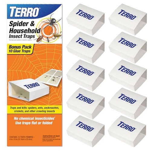 TERRO Spider & Insect Trap, 10-Pack Sticky Glue Traps