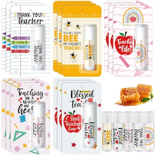 Sacubee 15 Pack Teacher Employee Appreciation Gift Bulk Lip Balm Employee Staff Appreciation Teacher Staff Team Thank You Gift Bulk Honey Flavor Balm Inspirational Party Favor for Women Men (Cute)