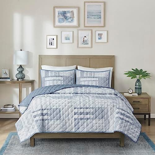 Madison Park Quilt Bedding Set...Graham Full/Queen Blue 3 Piece