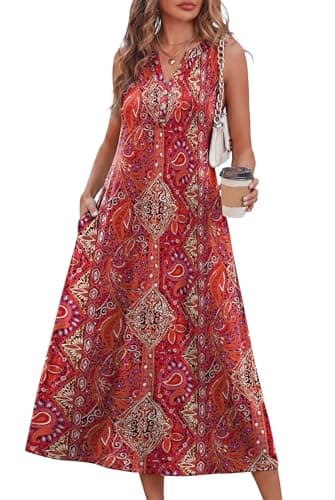 OFEEFAN Women's Sleeveless Midi Maxi Dress (Various) $9.99 + Free Shipping w/ Prime or on $35+