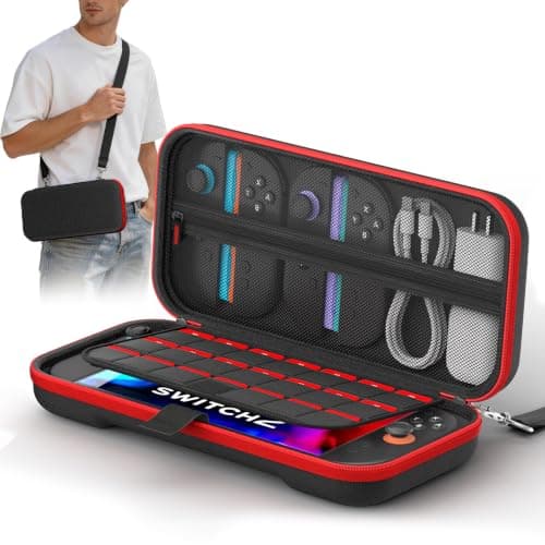 COOLSTONE Nintendo Switch 2 Case,20 Game Card Slots & Adjustable Shoulder Strap,Hard Shell Soft Crystal Velvet Interior Switch 2 Carrying Case,Scratch-proof & Shockproof Portable Travel Storage Bag
