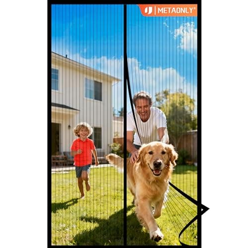 METAONLY Magnetic Screen Door Mesh Fits 36" x 80" Door - Curtain Size 38" x 82", Works for Patio, Sliding Door, Keeps Bug Mosquito Out, Fresh Air Flow, Black