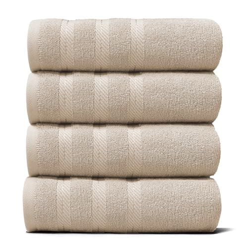 Hearth & Harbor Luxury Hand To...ent Towels, 4 Piece Set, Beige