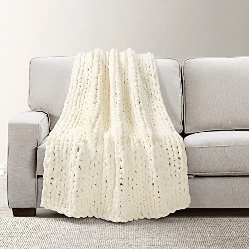Lush Decor Hygge Ultra Soft Co...lanket/Throw, 72" x 40", Ivory