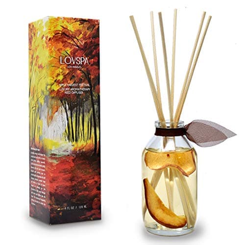 LOVSPA Reed Diffuser Set, Apple Harvest Scented Oil Diffuser with Sticks, Home Fragrance Accessories for Bathroom Shelf Decor, Aroma Diffusers for Home or Office Fall Decor, USA Made