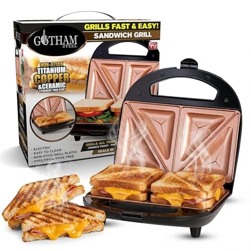 Gotham Steel Nonstick Panini P...Sandwiches with Easy Cut Edges