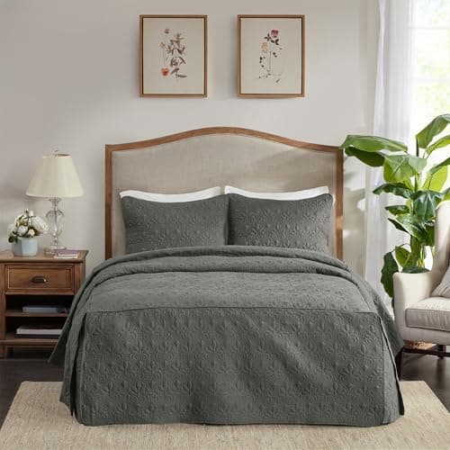 Madison Park Quebec Split Corn...mask Quilted Dark Grey 3 Piece