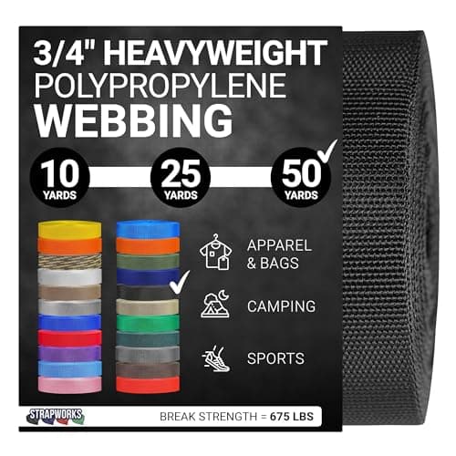 Strapworks Heavyweight Polypro...ir, 3/4 Inch x 50 Yards, Black