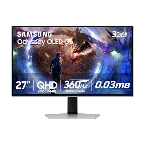 [AC] $499.99** | Samsung 27” Odyssey OLED G6 (G60SD) Series Gaming Monitor with QHD & QD-OLED, 360Hz 0.03ms at Amazon