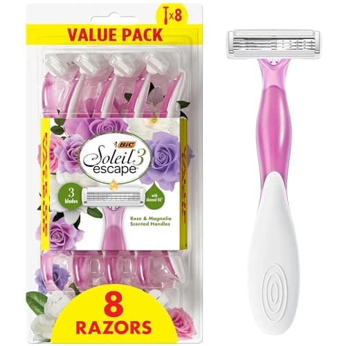 $5.25-$5.50 or less S&S CLIP Q   Pack of 8 Razors-BIC Soleil 3 Simply w Aloe or  Escape Scented Women's Disposable Razors, 3 Blades