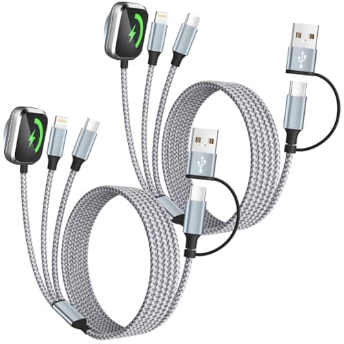 Travel Essentials 3 in 2 Charging Cable for Apple iWatch Charger (2Packs 5FT), UB-A/USB-C Multi Charging Cable/Cord for All Devices Compatible for iWatch Ultra/SE/10-1, iPhone16 15 14, Android, More