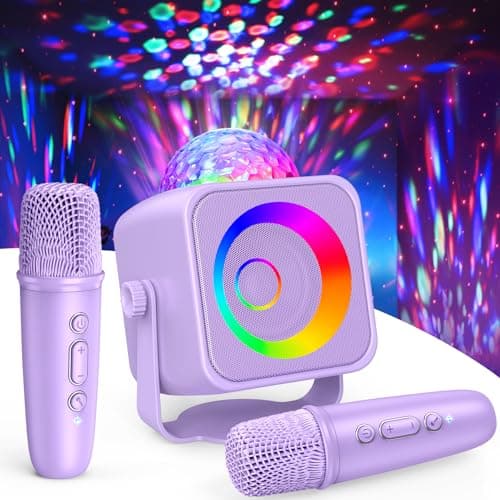Karaoke Microphone with Disco Light: Kids Girls Birthday Gifts Toys for 3-15 Year Old Portable Bluetooth Microphone for Singing Girl Toy Age 4-5 6-8 Karaoke Machine for Family Home Party