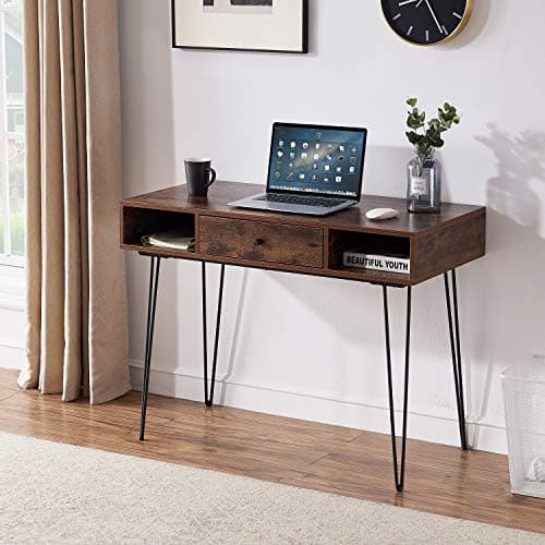 VECELO 39.3" Home Office Work ... for Writing/Study,Retro Brown