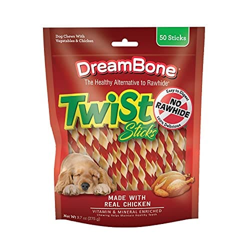 DreamBone Twist Sticks Chews for Dogs, Treat Your Dog to Easy-to-Digest Rawhide-Free Chews Made with Real Vegetables and Chicken, 50 Count