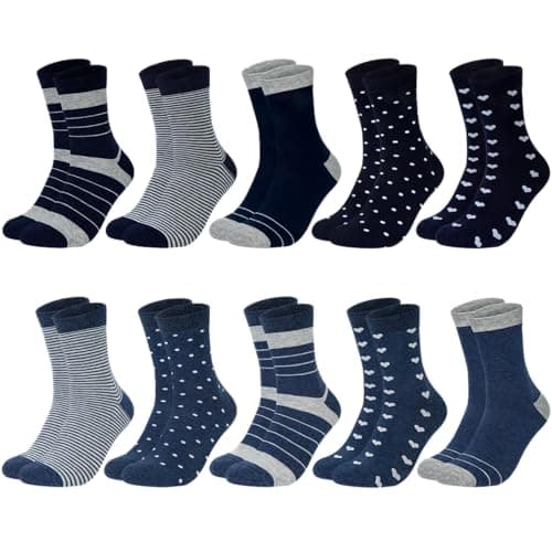 Socksfad 10 Pairs Crew Socks for Women, Novelty Cute Cotton Socks, Multi B