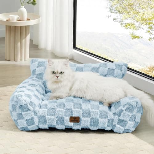 ABCPET Cat Bed Cats Couch for ...over & Non-Slip, 26 inch, Blue