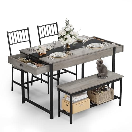 GarveeHome Dining Table Set fo...ular Farmhouse Table Set, Grey