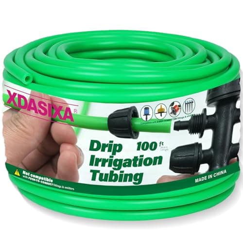 XDRSIXA 1/4" Drip Irrigation Tubing 100ft, Flexible UV-Resistant Garden Hose for DIY Irrigation Systems, Hydroponics, Greenhouse & Outdoor Watering, Lightweight Misting Tubing (Green)