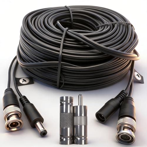 LETONDA 1 Pack 33ft (10M) 4K Ultra HD BNC Video Cable Wire, Security Camera Extension Cable, All-in-One Siamese CCTV Power Cable for DVR System, Includes 2 BNC Connectors
