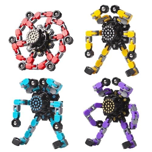 Gokeey Transformable Fidget Spinners Toys 4 Pcs for Kids and Adults Stress Relief Sensory Toys for Boys and Girls Age 8-13 Fingertip Gyros Easter Party Favors Birthday Gifts for Teens Travel Toys