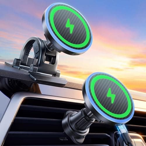 Estbuc 2-in-1 15W Magsafe Car Mount Charger, Magnetic Wireless Car Charger, 360° Dashboard & Air Vent Phone Mount, Phone Holders for Your Car, Car Accessories for Men Women for iPhone 17-12
