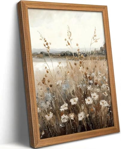 LBTZEVIR Vintage Wildflower Canvas Wall Art Framed Botanical Floral Print Farmhouse Decor Bathroom Wall Decoration for Living Room Bedroom Office 8x10in