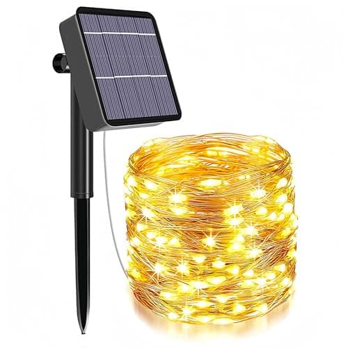 Cravonel 100FT 300 LED Solar Fairy Lights Outdoor Waterproof, Warm White
