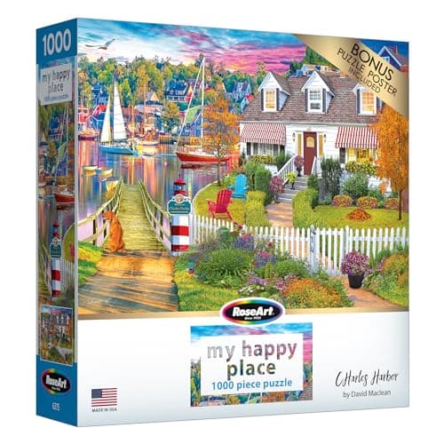 RoseArt - My Happy Place - Cha...bor Cottage Scene. Made in USA