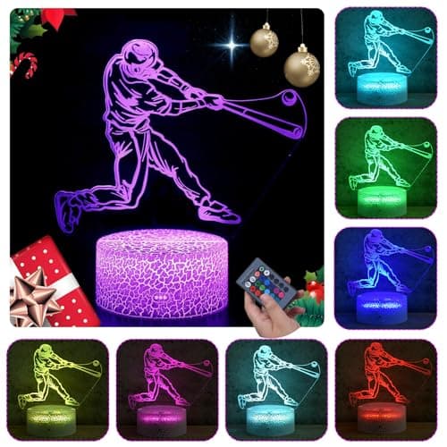 CaLoogn Baseball 3D Night Light for Kids for Boys Girls Christmas Gift