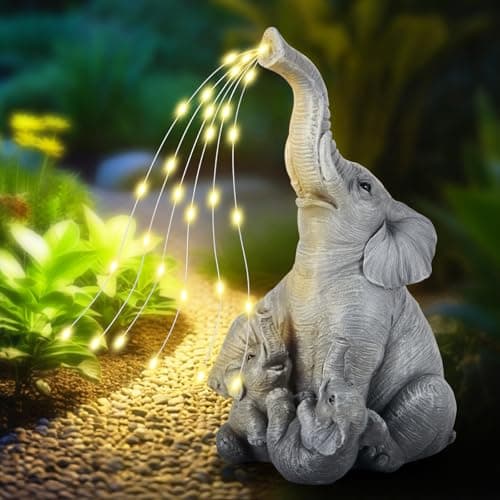 Solar Garden Elephant Family Statue for $15 + free shipping w/ Prime