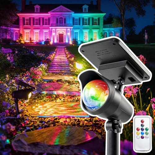 Glosola Solar Spot Lights Outdoor 2 Pack, RGB Color Changing & Warm White, 2-in-1 Stake & Strap Mounted Solar Lights, IP65 Waterproof, Auto On/Off Landscape Lighting for Garden, Yard, Tree, Wall