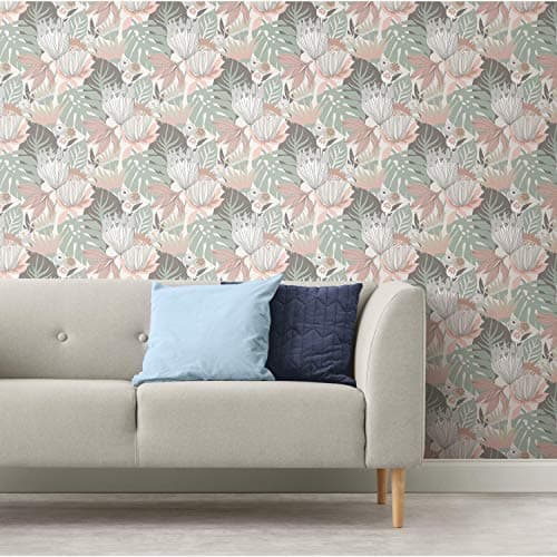 RoomMates RMK11844WP Pink and ...eaves Peel and Stick Wallpaper