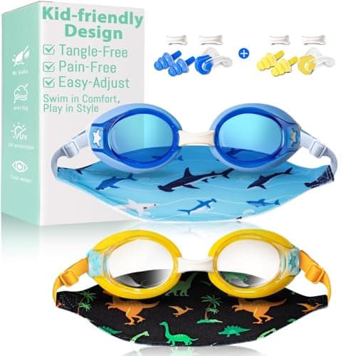 Prime Members: Pixel Panda 2 Pack Kids Swim Goggles with Fabric Strap for Ages 3-12 $8.49