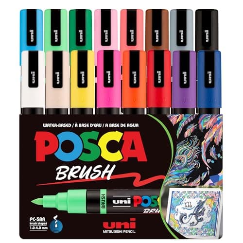 POSCA PC-5BR Water-Based Paint...0mm), Assorted Colors, 16 pack