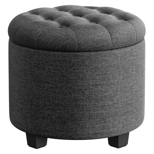SONGMICS Round Ottoman, Ottoma... Bedroom, Dark Gray ULOM011G01