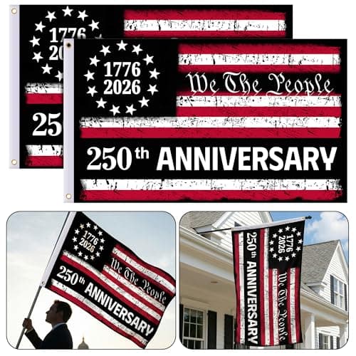 EBaokuup 2 Pcs USA 250th Anniversary Flag, 3 x 5 Ft 1776-2026 United States Patriotic Flag, Vintage Outdoor 250th Anniversary America Flag for 4th of July Memorial Day Patio Wall Decor