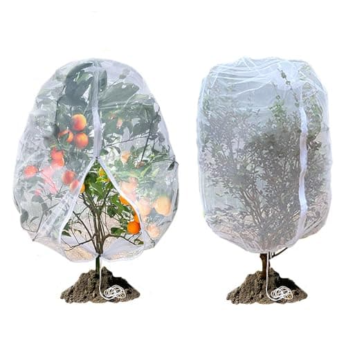 Fruit Tree Netting,2pcs 3.9 * 5.2FT Blueberry Bush Netting Cover with Zipper Drawstring, Outdoor Mosquito Net Garden Netting Cover Protector Plant from Birds Cicadas Animals Insect(2pcs 3.9 * 5.2FT)