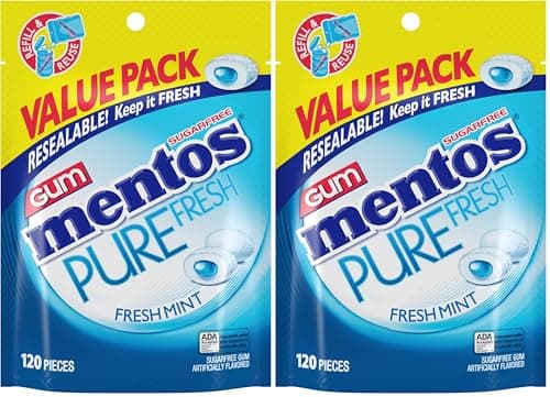 Mentos Pure Fresh Sugar-Free C...ece Resealable Bag (Pack of 2)
