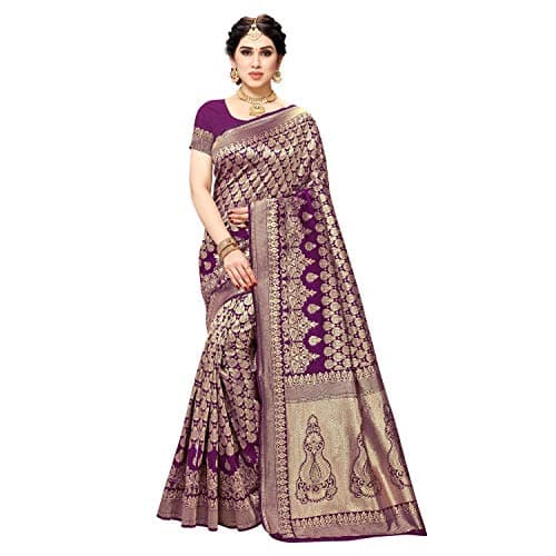 Sidhidata Women's Jacquard Silk Saree with Blouse Piece (W Jamli, Pure Silk)