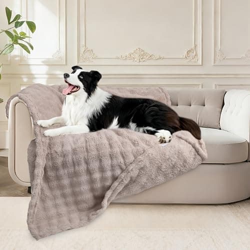 ZAKAPAWS Dog Blankets Washable Pet Blanket - Fluffy Fuzzy Cat Puppy Blanket with Premium 300GSM 3D Fleece Bubble for Pet Kitten Doggy, Linen, 40x60IN