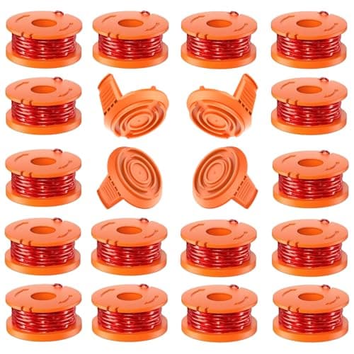 Rivershine 20 Pack WA0010 Replacement Trimmer Line Spool for Worx, 0.065 Inch Weed Eater String, Compatible with Worx Weed Eater. (16 Trimmer spools+4 Trimmer Cap)